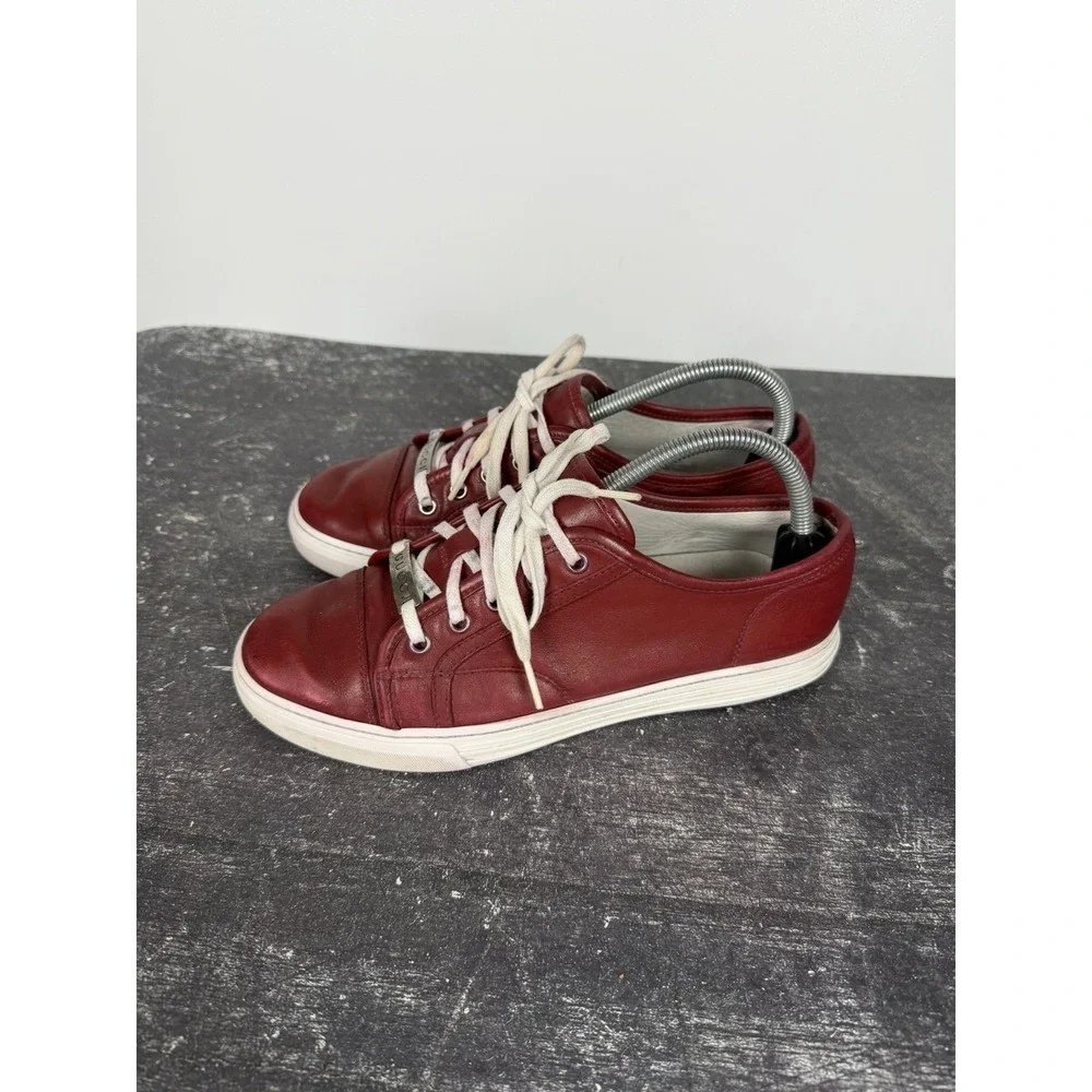 Gucci 423301 Red Smooth Leather Low Top Sneakers Size 5 Fit 6-7 US Read Desc